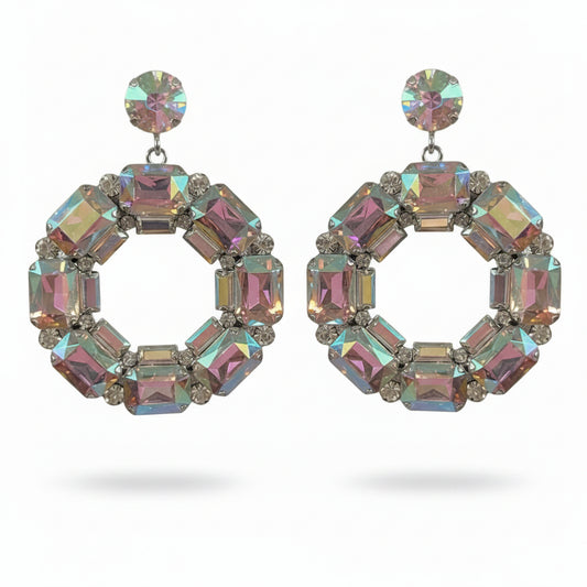 AB Crystal Circle drop stone earrings