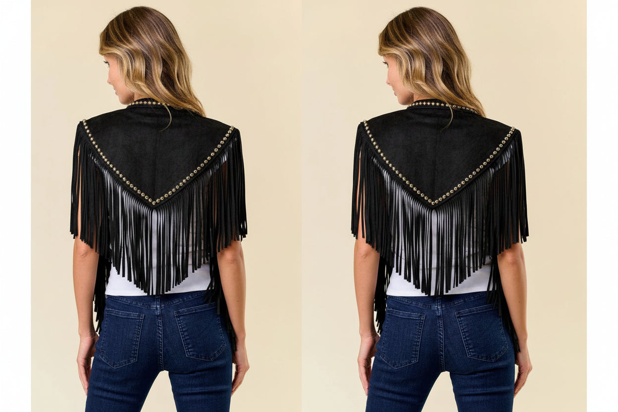 Midnight Rodeo Studded Fringe Shrug