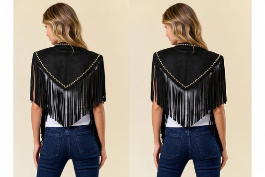 Midnight Rodeo Studded Fringe Shrug