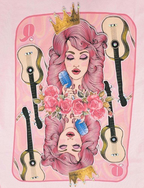 Queen of Hearts T-Shirt on Pink with Crystals