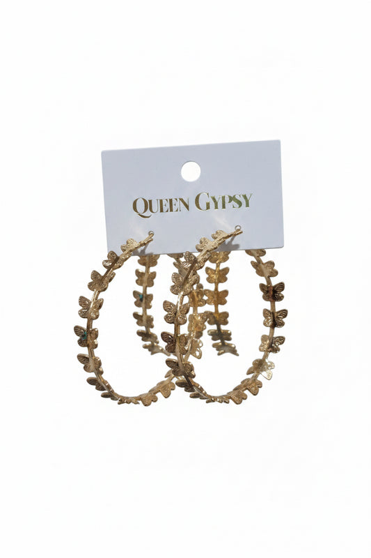 Butterfly Wreath Hoop Earrings