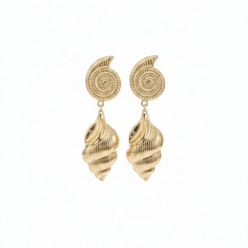 Conch & Nautilus Drop Earrings