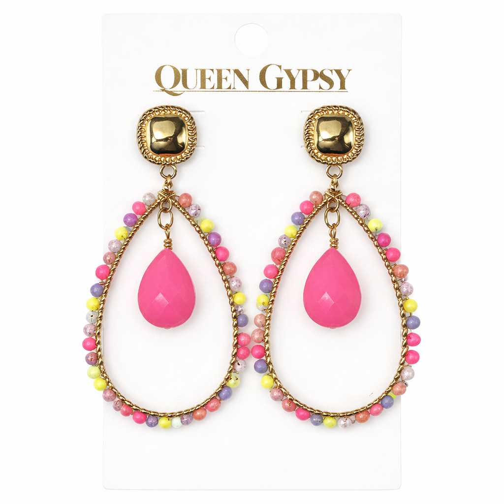 Teardrop Halo Earrings Assorted