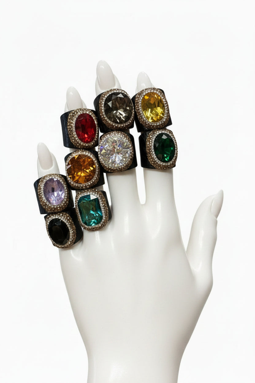Pave’ Snakeskin Adjustable Gemstone Ring