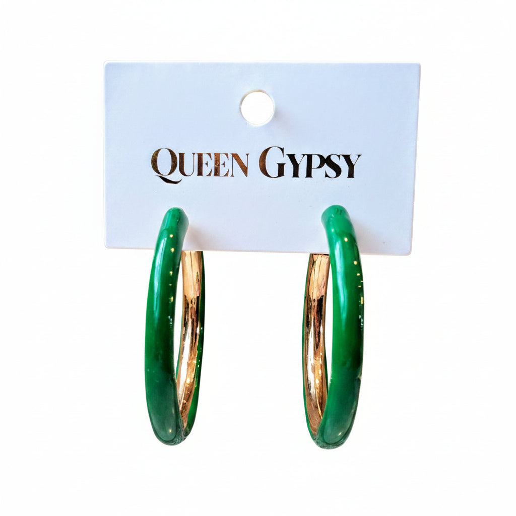 Enamel Hoop Earrings Assorted 1