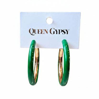 Enamel Hoop Earrings Assorted 1