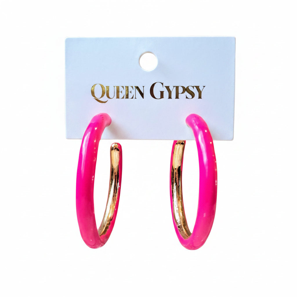 Enamel Hoop Earrings Assorted 1