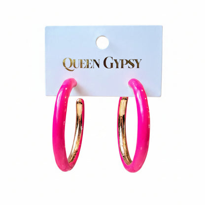Enamel Hoop Earrings Assorted 1