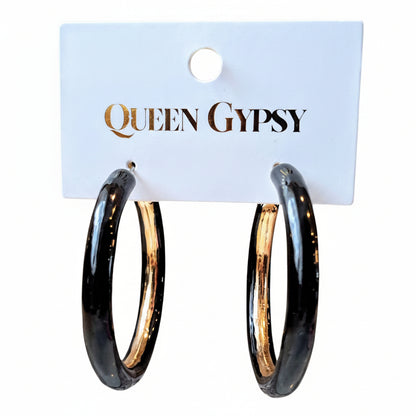 Enamel Hoop Earrings Assorted 1