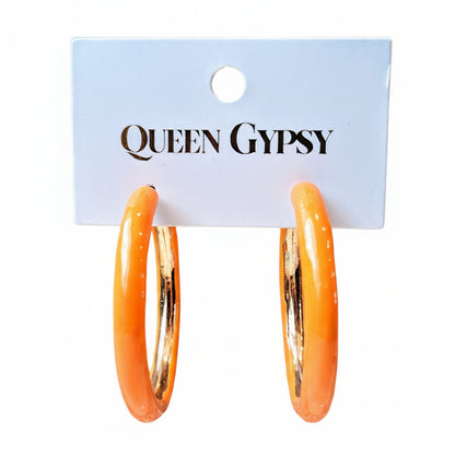 Enamel Hoop Earrings Assorted 1