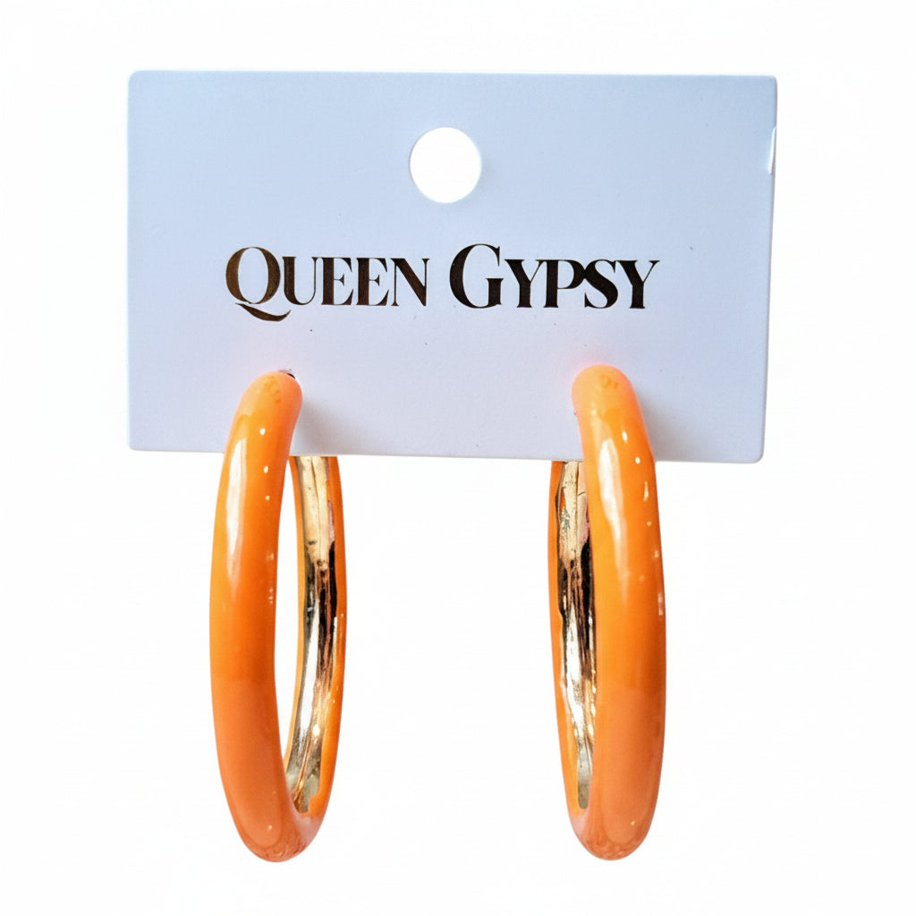 Enamel Hoop Earrings Assorted 1