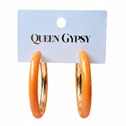 Enamel Hoop Earrings Assorted 1