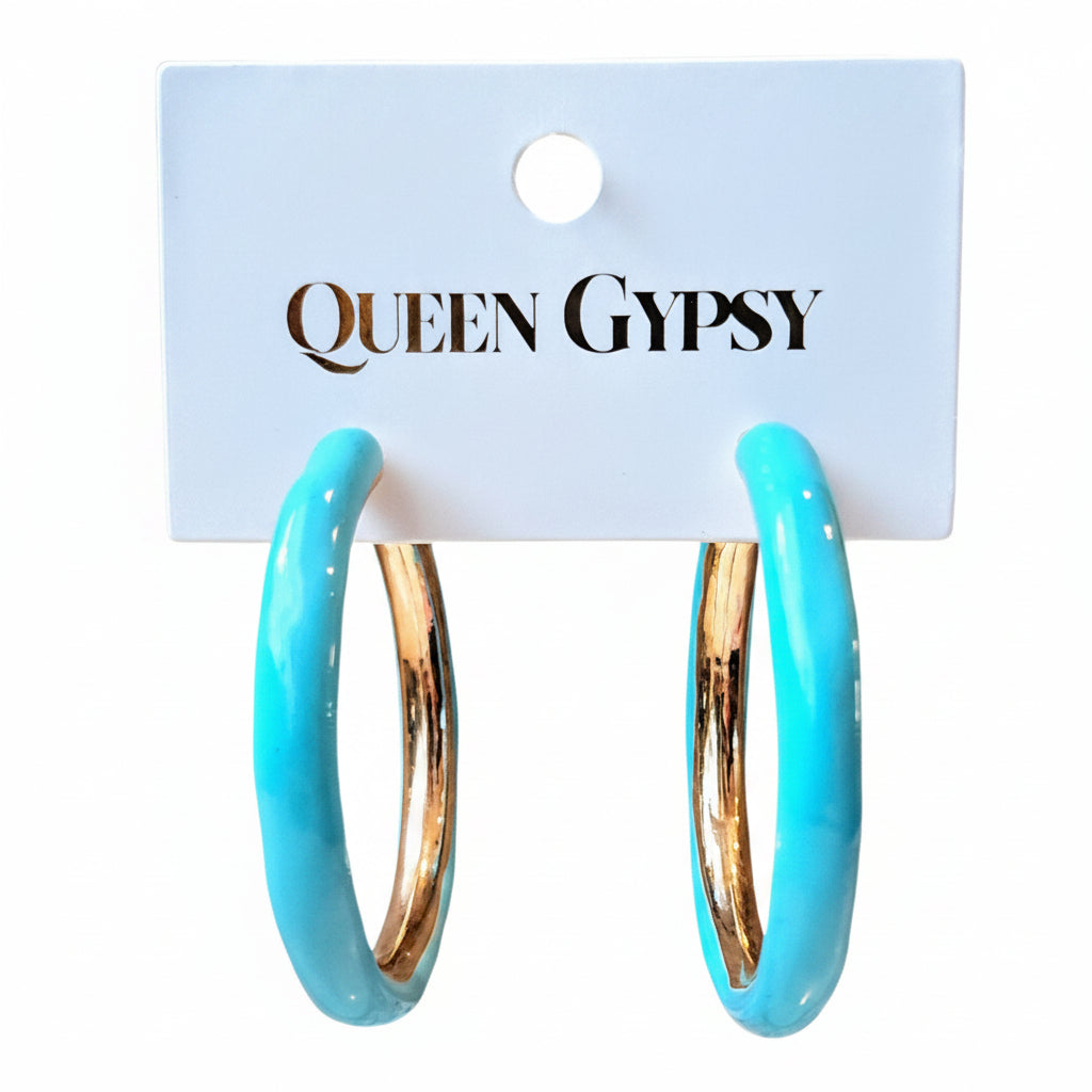 Enamel Hoop Earrings Assorted 1