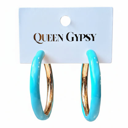 Enamel Hoop Earrings Assorted 1