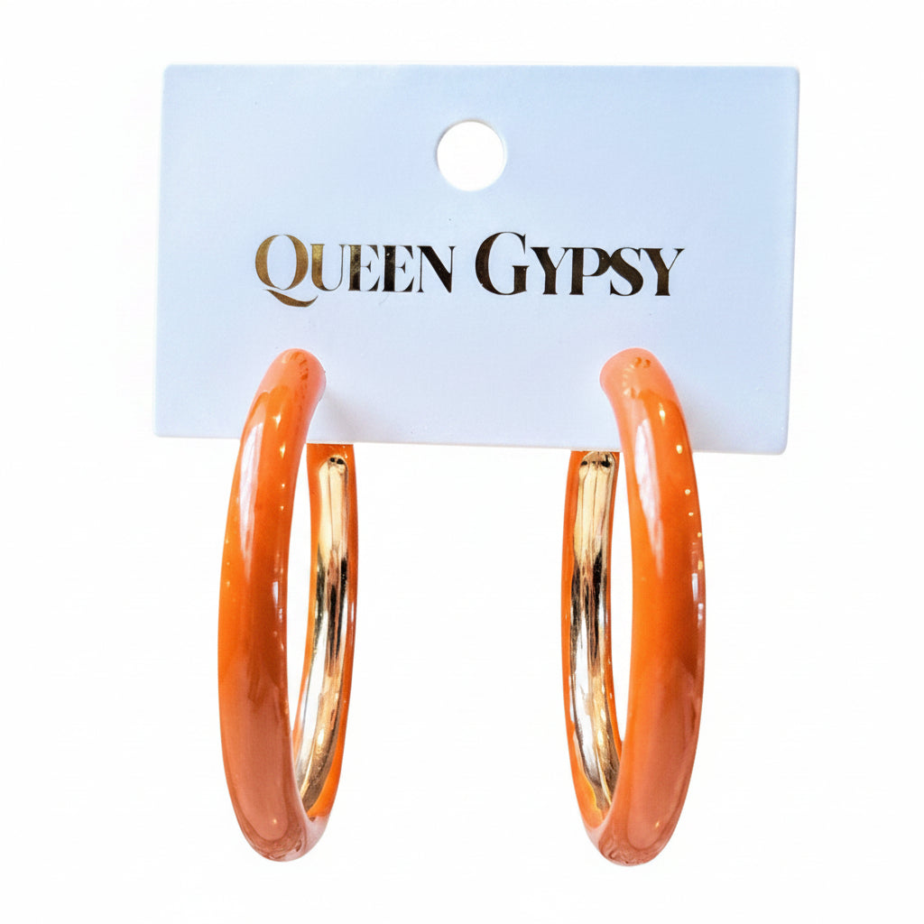 Enamel Hoop Earrings Assorted 1