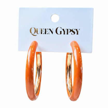 Enamel Hoop Earrings Assorted 1