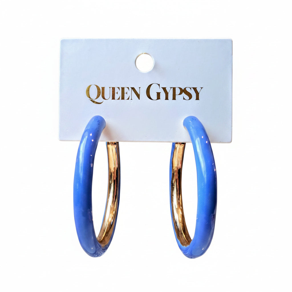 Enamel Hoop Earrings Assorted 1