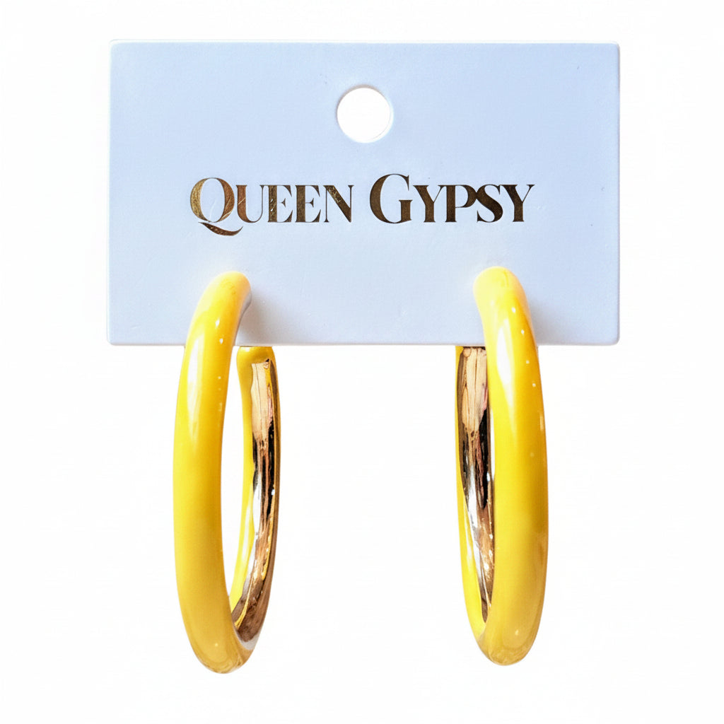 Enamel Hoop Earrings Assorted 1