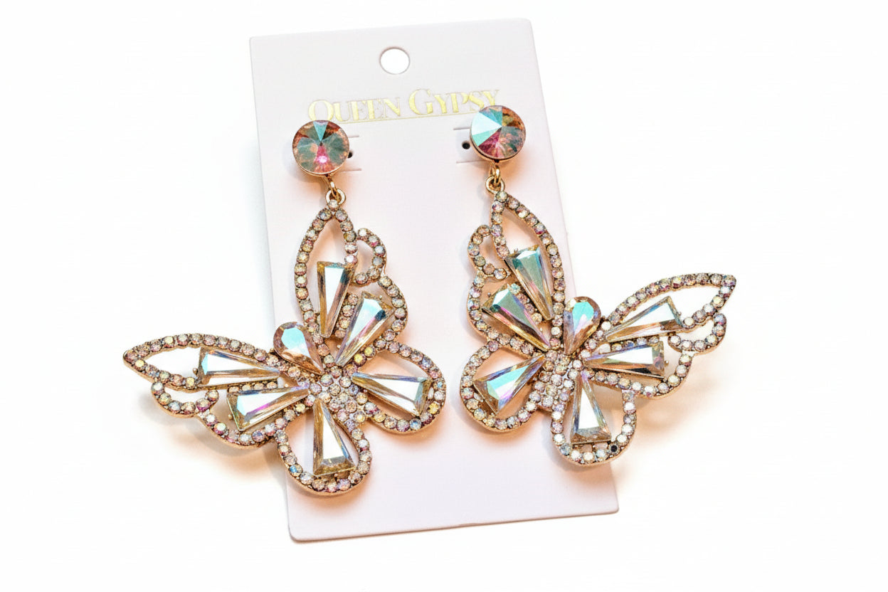 Butterfly Earrings Medium Crystal