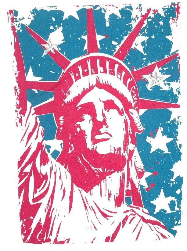 Lady Liberty T-Shirt on White with Crystals
