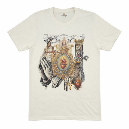 Gothic Collage T-shirt on Natural with Crystals