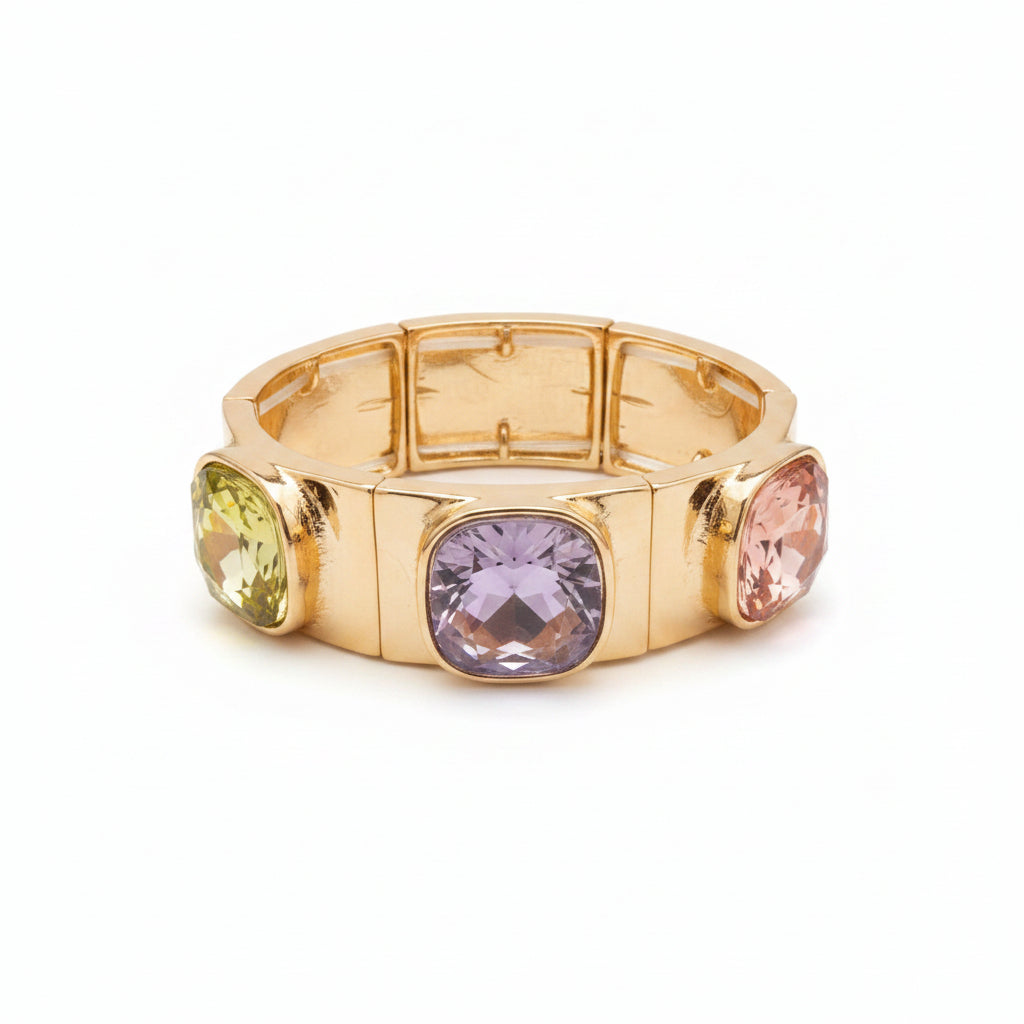Bold Bezel Faceted Stretch Bracelet