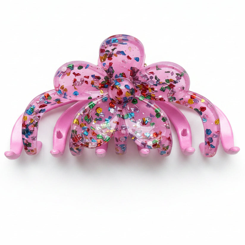 Multi Glitter Daisy Hair Clip