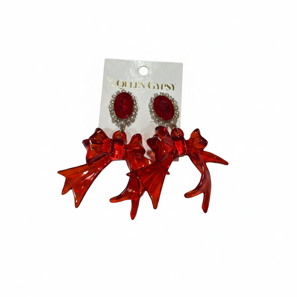 Lucite Holiday Bow Earring