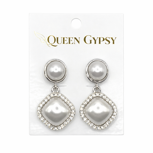 Pearl crystal dangle earrings