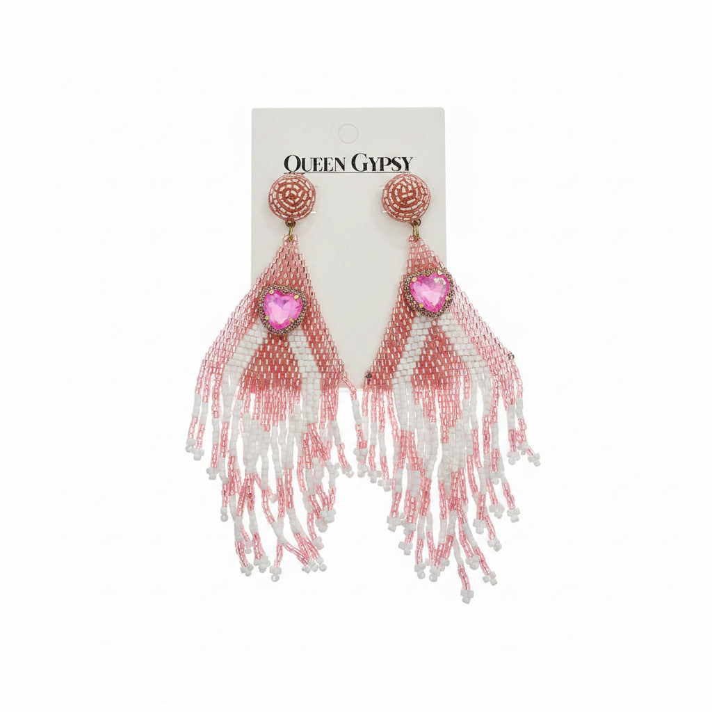 Beaded Chevron Crystal earrings