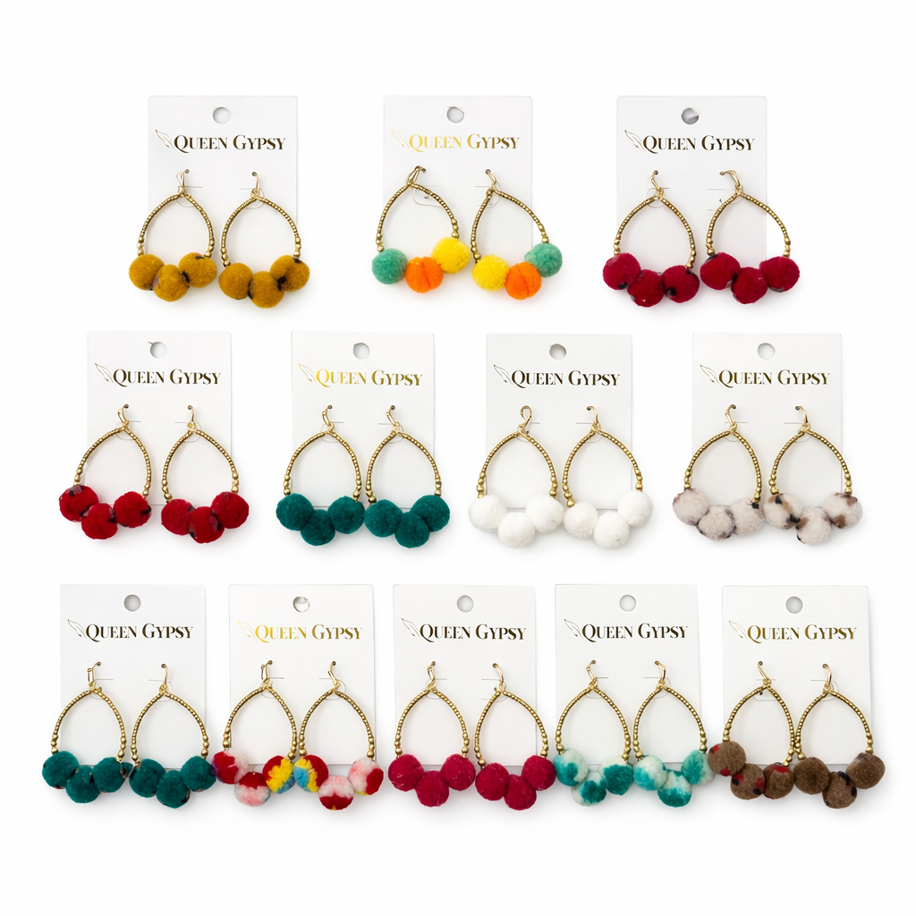 Summer Pom Teardrop Earring Assorted