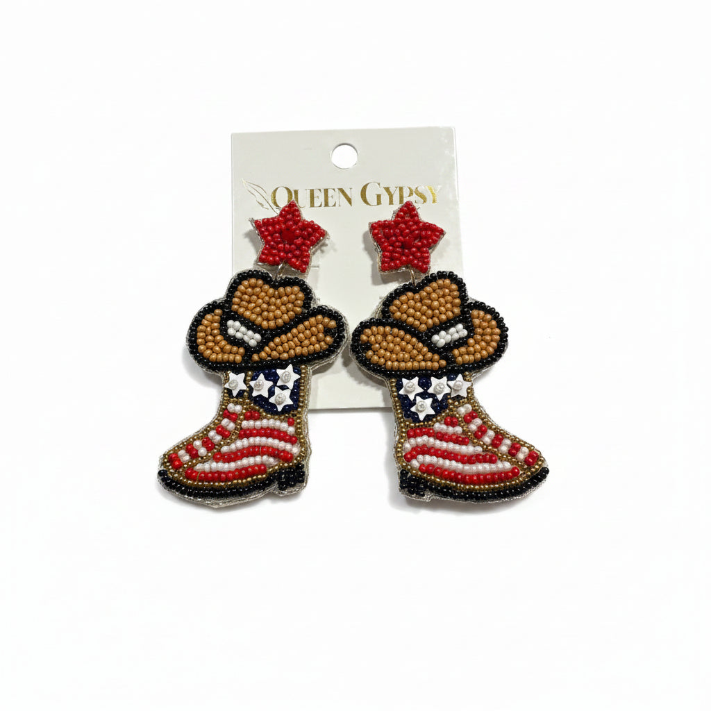Red, White & Boots Earrings