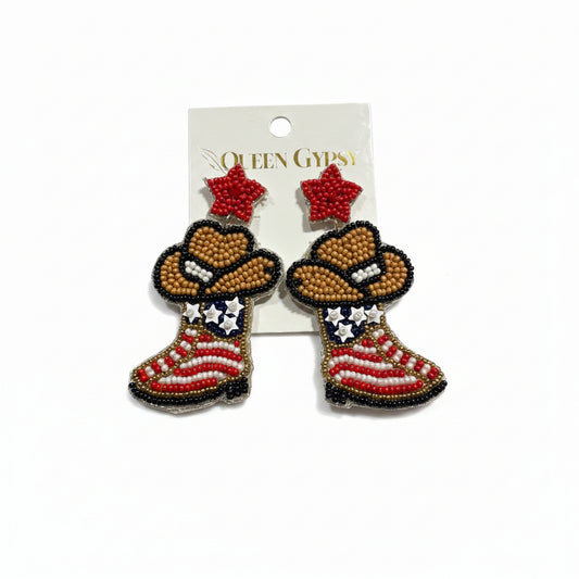 Red, White & Boots Earrings