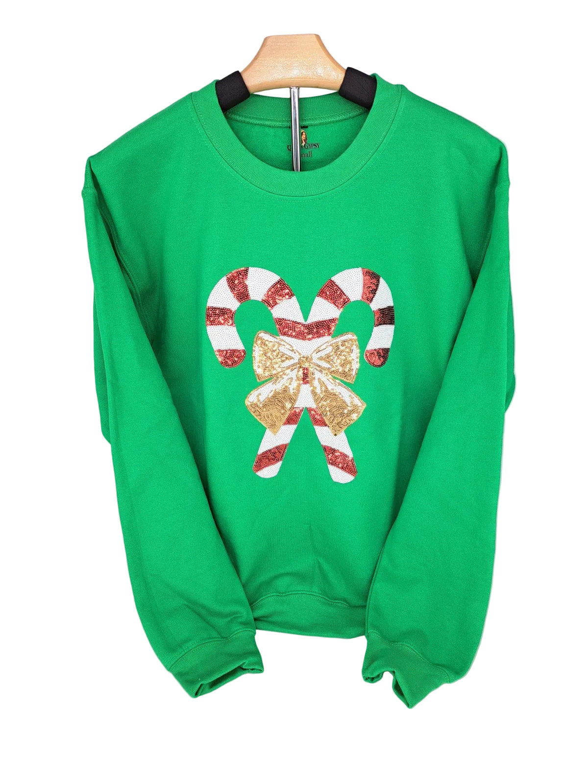 QG-Green Candy Cane Sweatshirt