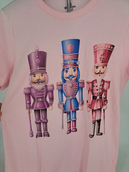 Pink Pastel Nutcracker T-Shirt on Pink with Crystals