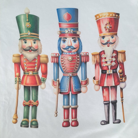 Traditional Nutcracker T-Shirt on White with Crystals