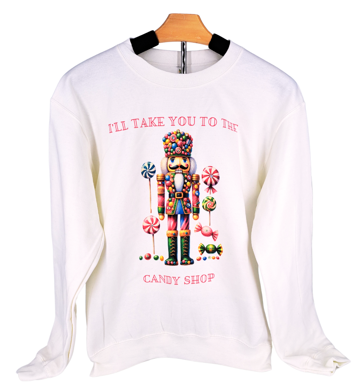 Candy Shop Sweatshirt on White with Crystals