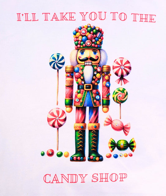 Candy Shop Sweatshirt on White with Crystals