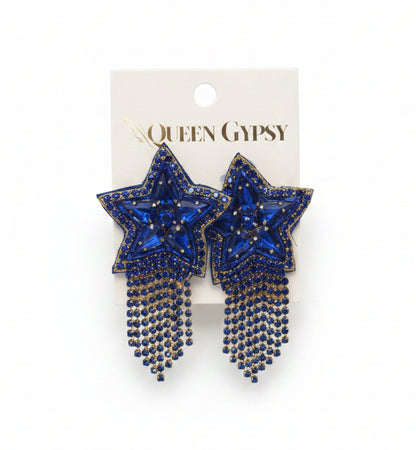 Rhinestone Star Tassel Earrings