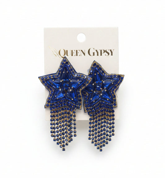 Rhinestone Star Tassel Earrings