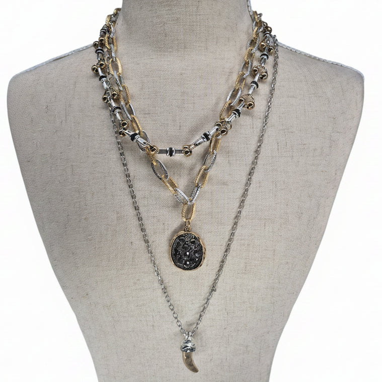The Trifecta Medallion & Tusk Necklace