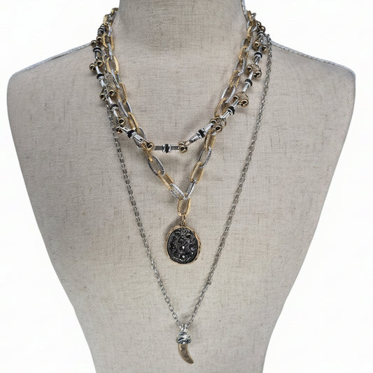 The Trifecta Medallion & Tusk Necklace