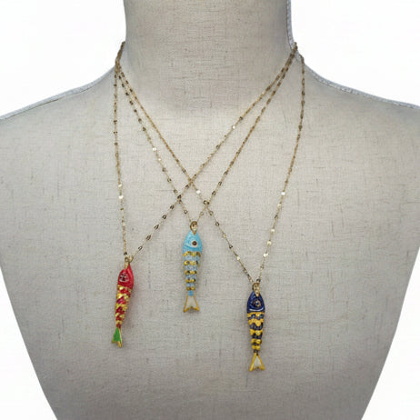 Articulated Enameled Koi Necklace
