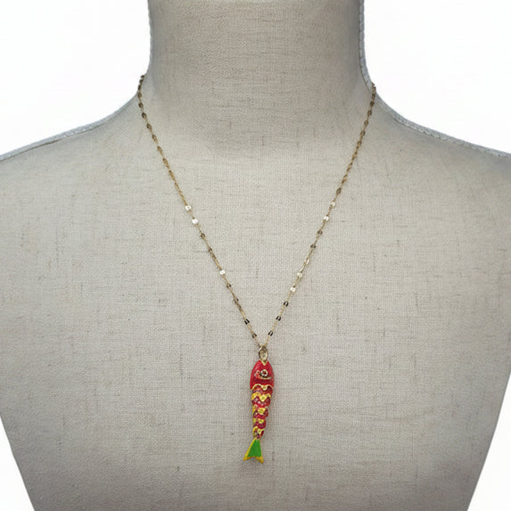 Articulated Enameled Koi Necklace