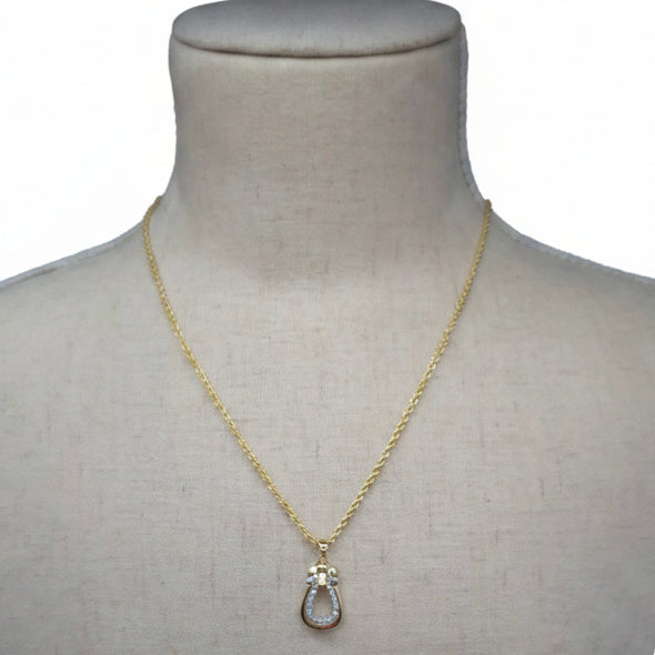 Crystal Stirrup Drop Necklace