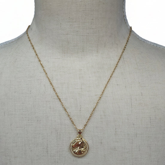 Gilded Stallion Medallion Necklace