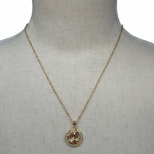 Gilded Stallion Medallion Necklace