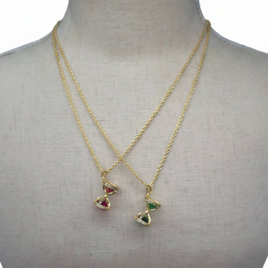 Jeweled Sands Hourglass Necklace