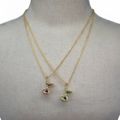 Jeweled Sands Hourglass Necklace
