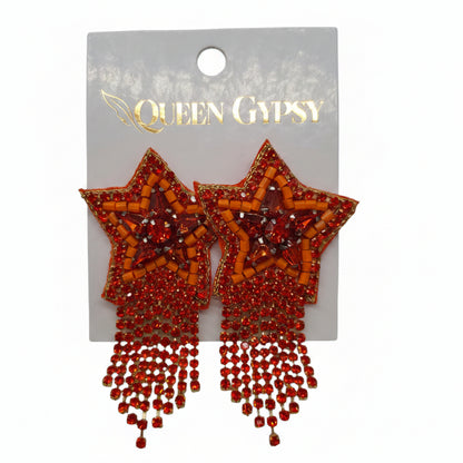 Rhinestone Star Tassel Earrings